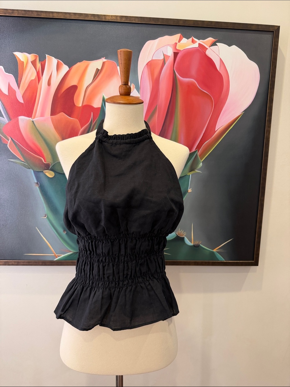 Onia Air Linen Smocked Halter Top